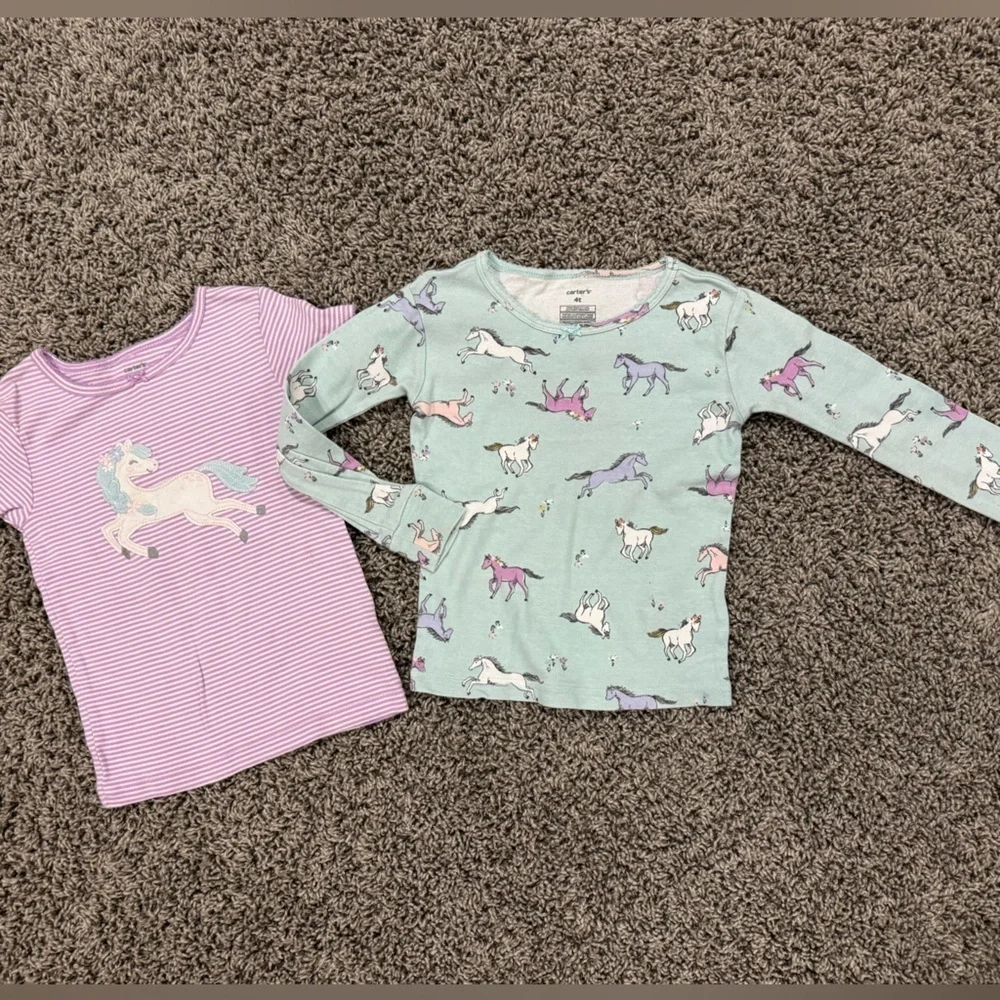 4 piece Carter’s unicorn girls pajama bundle, size 4